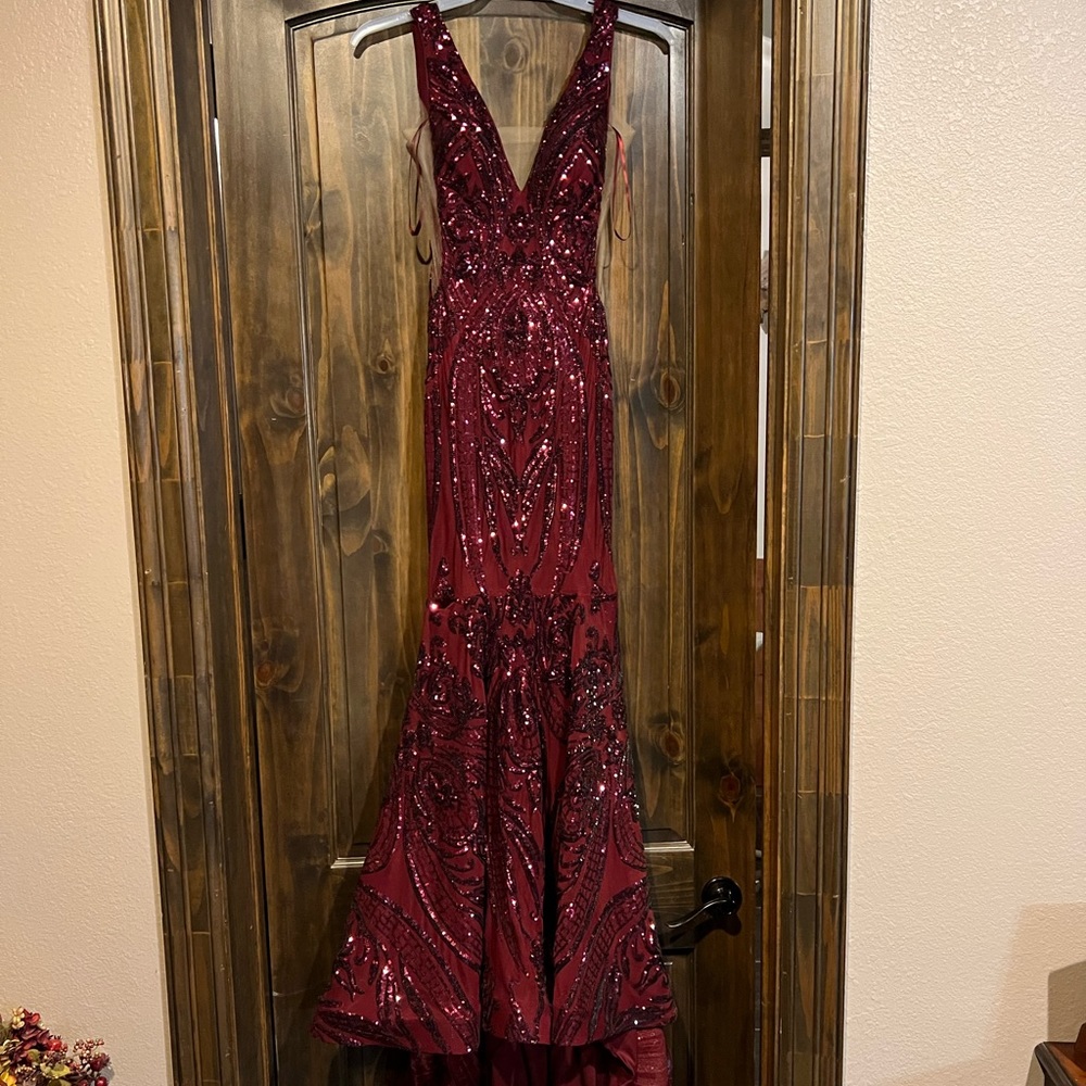 Maroon sequins Formal dress